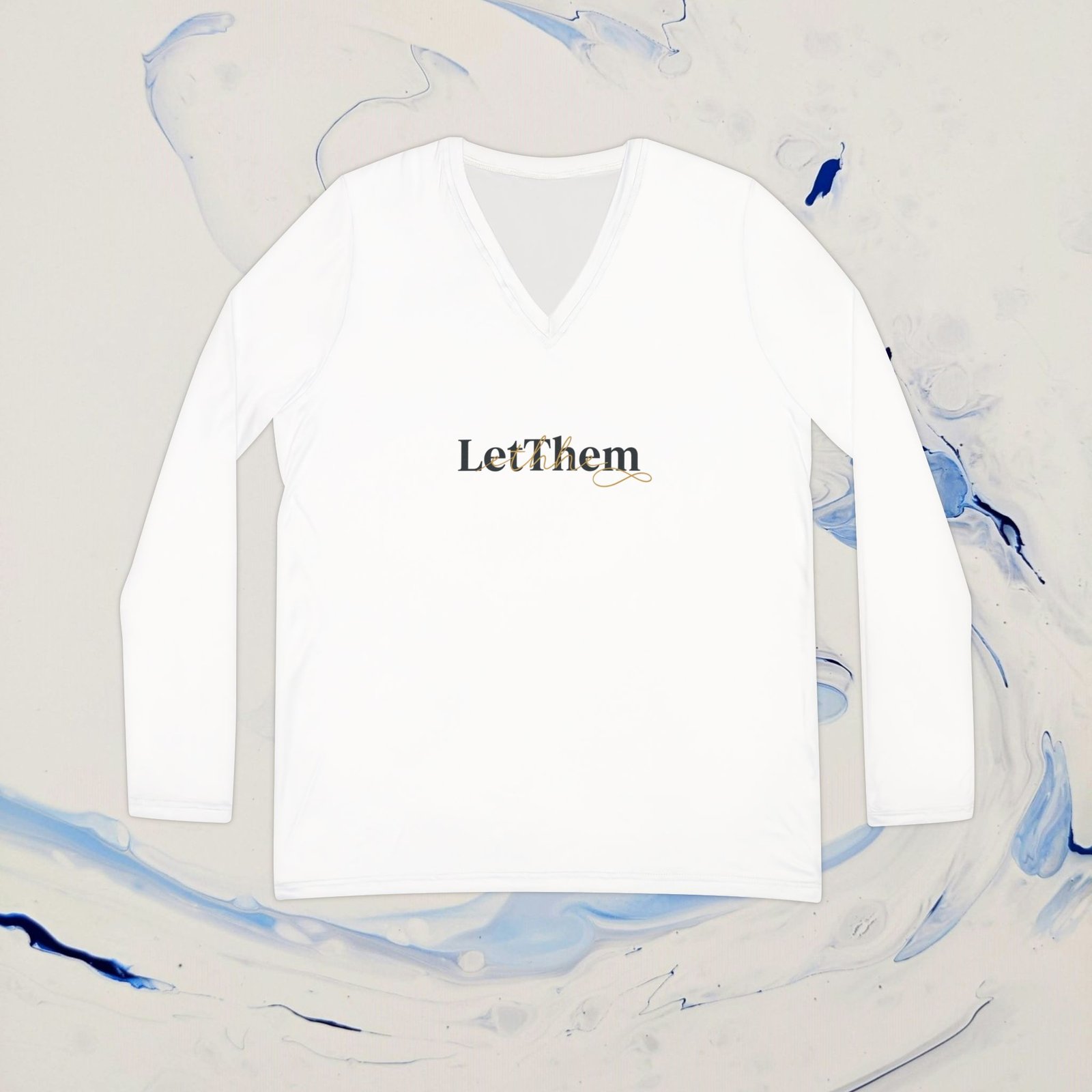 LetThem V-Neck Long Sleeve Shirt — Minimalist Feminine Message Top